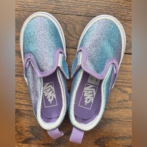 Vans Kids Sparkle Slip-On Sneakers - Purple and Blue